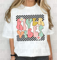 River vibes black checkered retro girl DTF transfer