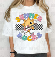 Summer rocks black checkered with sun GIRL COLORS retro DTF transfer