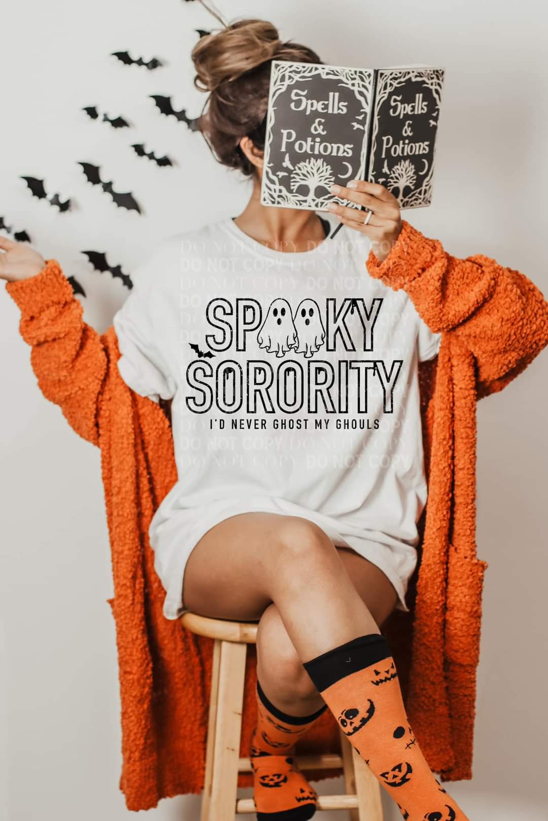 Spooky sorority I'd never ghost my ghouls BLACK DTF transfer