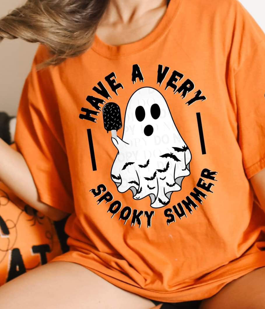 Have a very spooky summer ghost DTF transfer