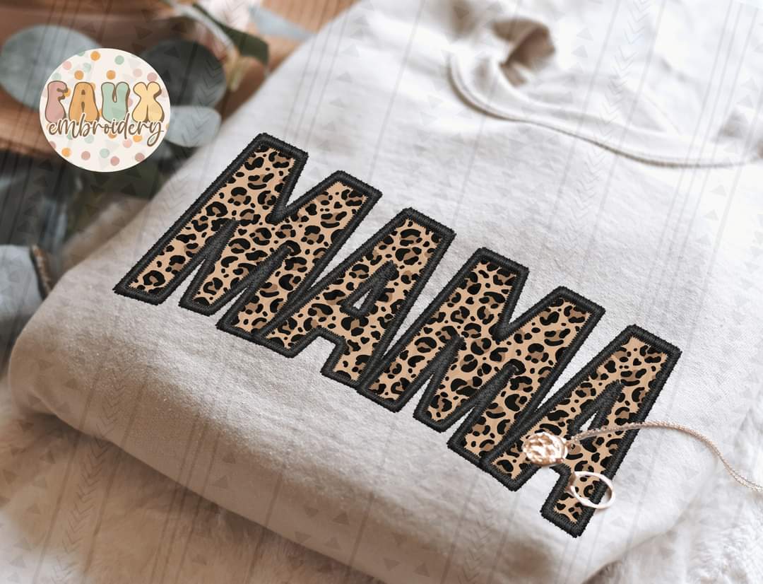 Mama leopard faux DTF transfer