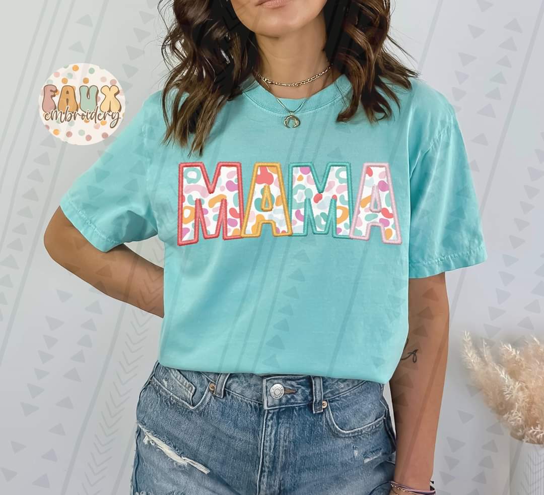 Mama colorful leopard faux DTF transfer
