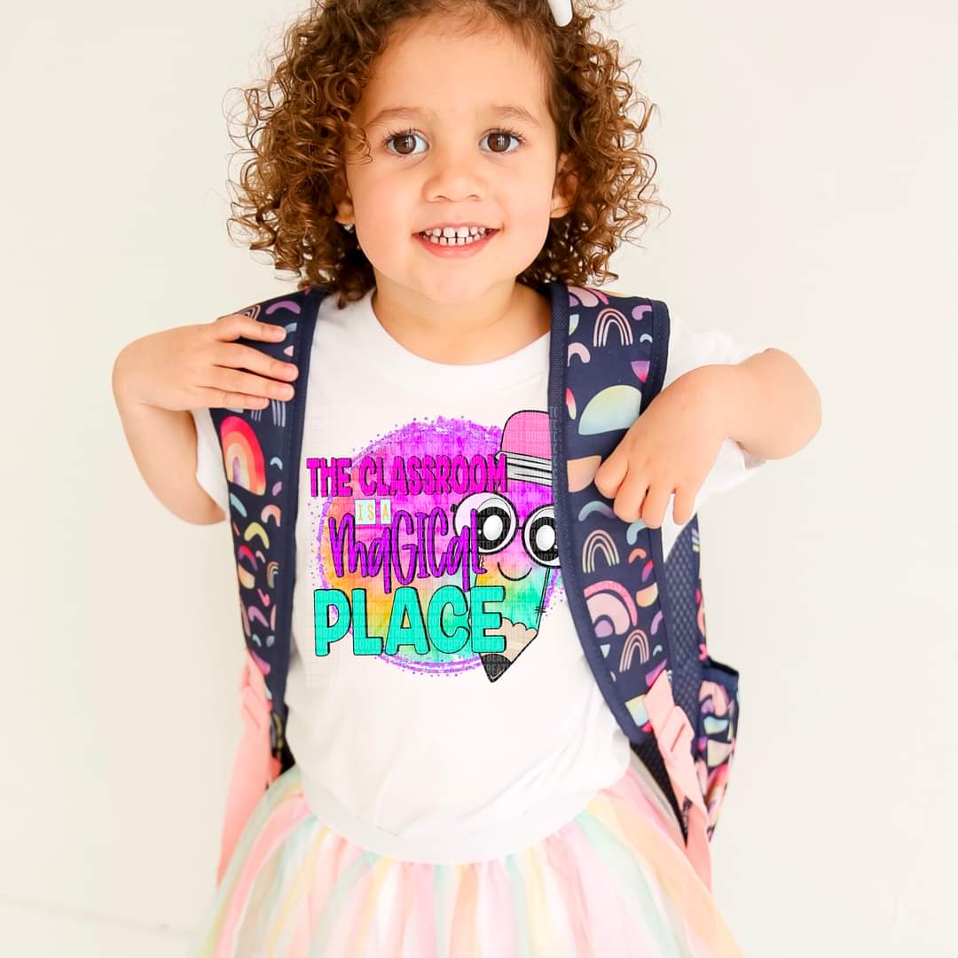 The classroom is a magical place circle with pencil DTF transfer