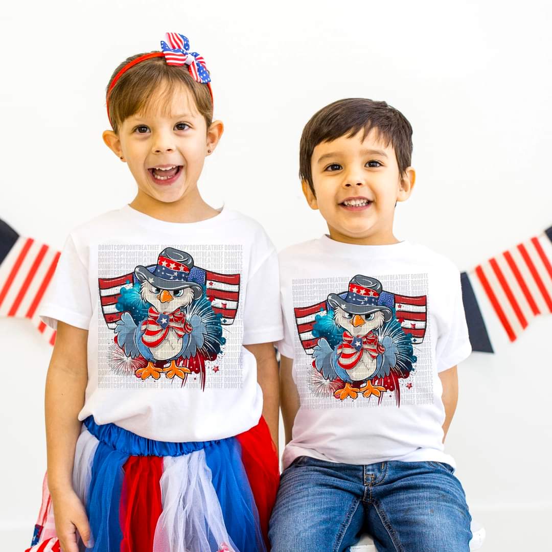 Patriotic chicken DTF transfer