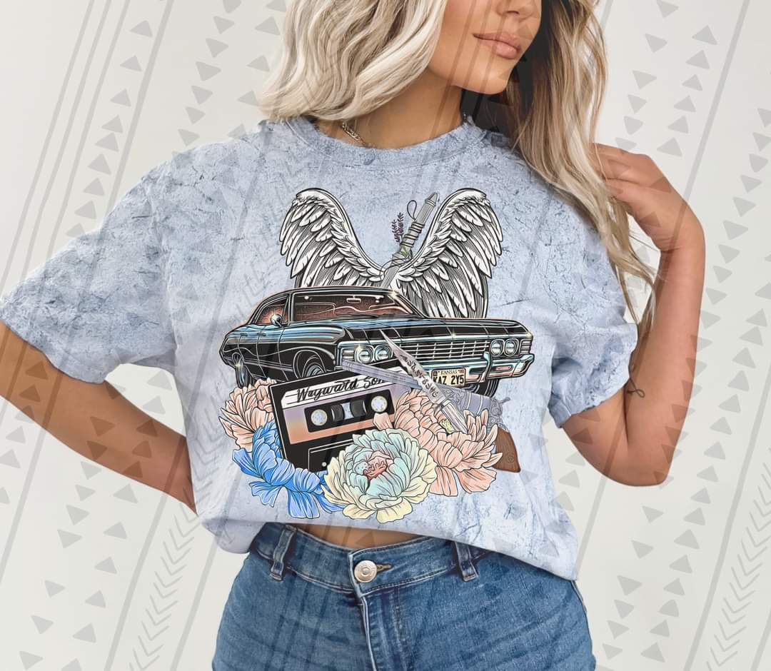 SN car cassette tape florals DTF transfer