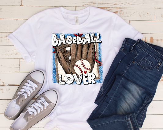 Baseball lover with baseball and mitten square DTF TRANSFER