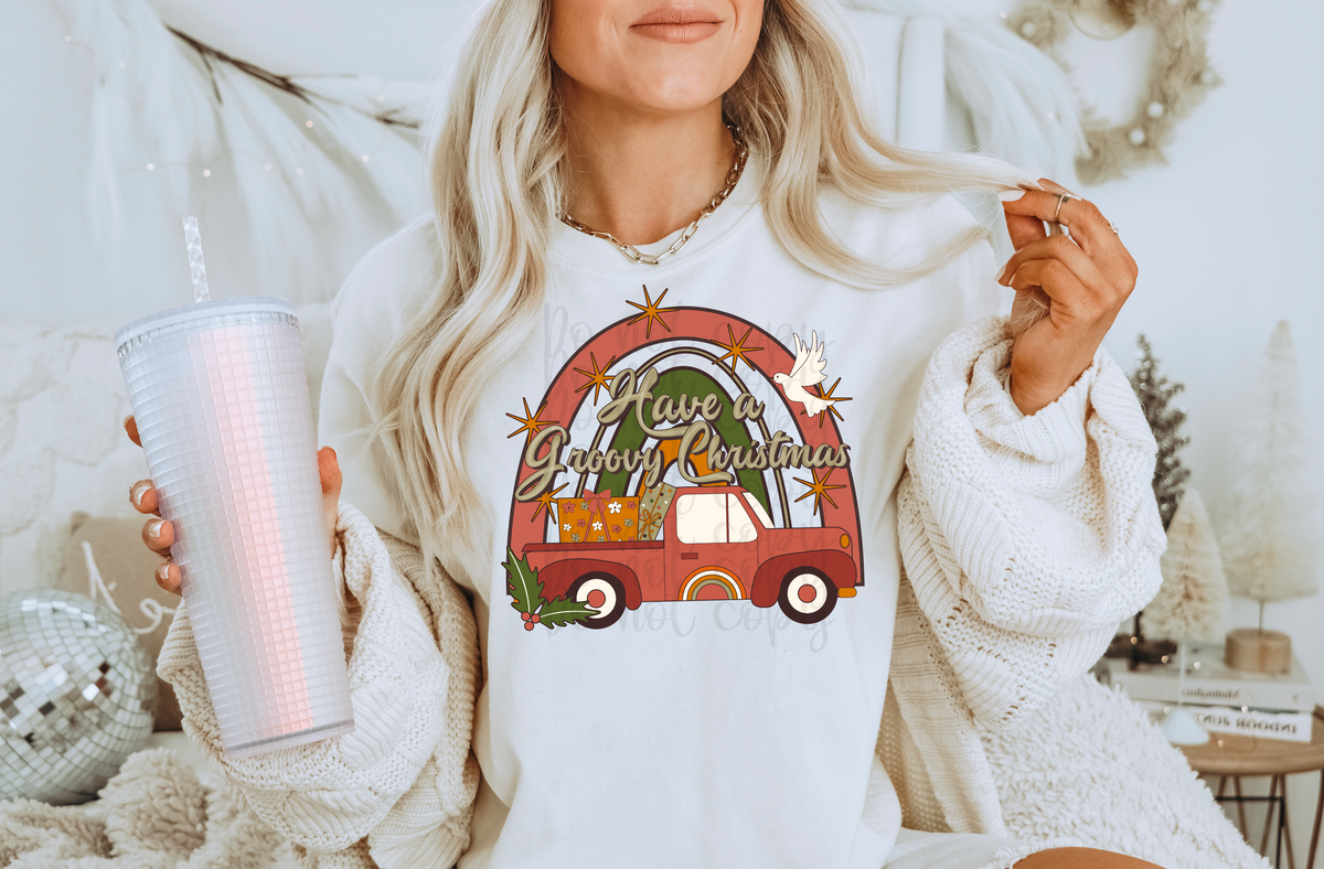 Have a groovy Christmas with rainbow 112355 DTF TRANSFER