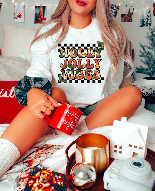 Holly jolly vibes (checkered) DTF TRANSFER