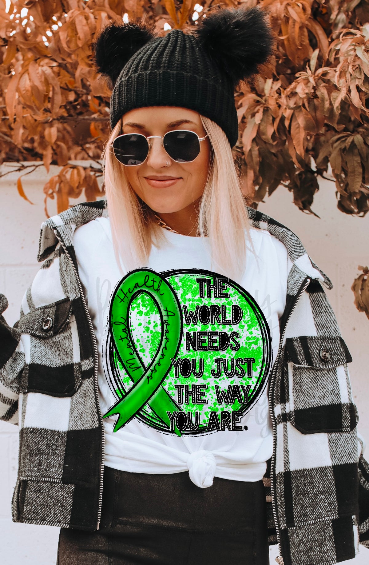 The world needs you just the way you are. Green ribbon/circle 112360 DTF TRANSFER