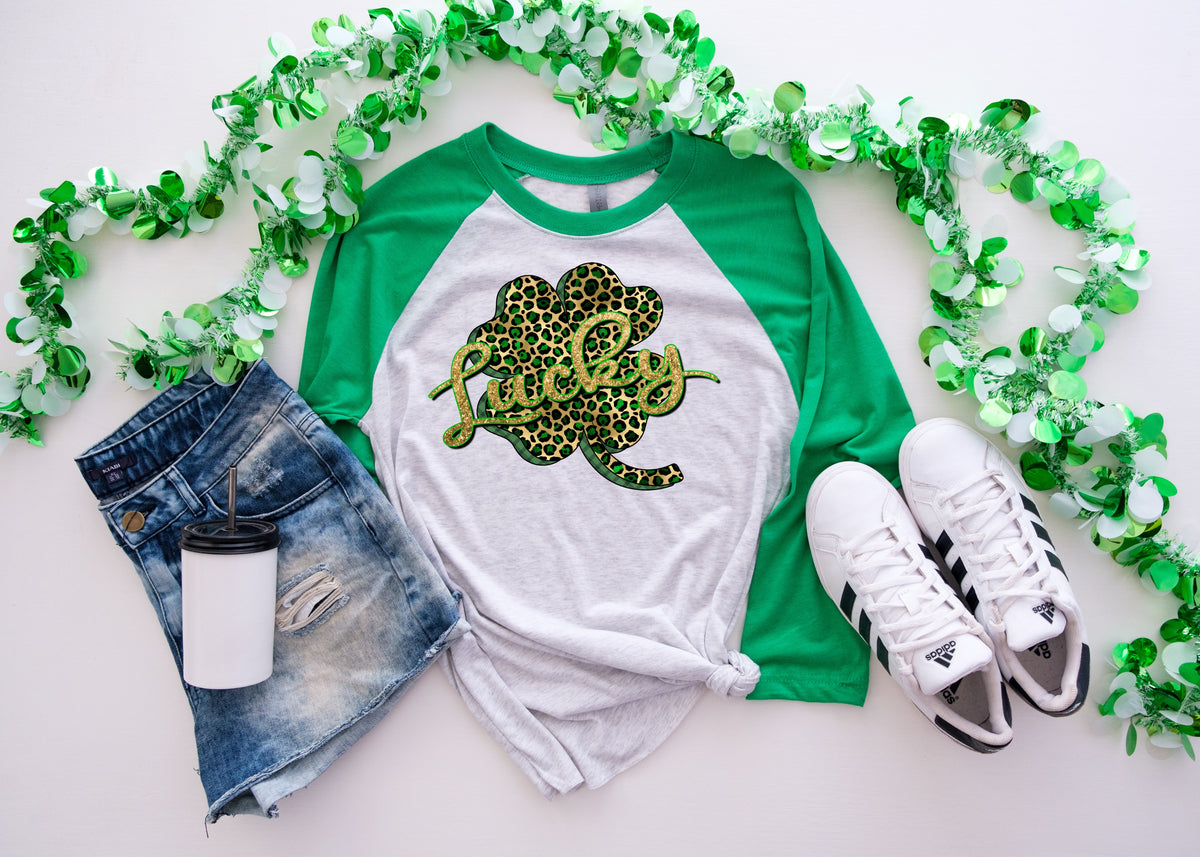 Lucky leopard clover HIGH HEAT screen print transfer