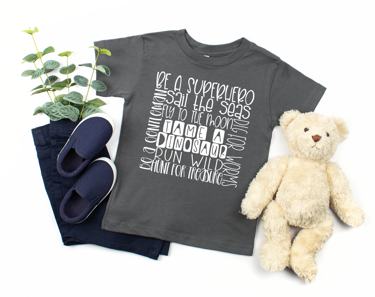 Be a superhero Dino subway YOUTH WHITE screen print transfer