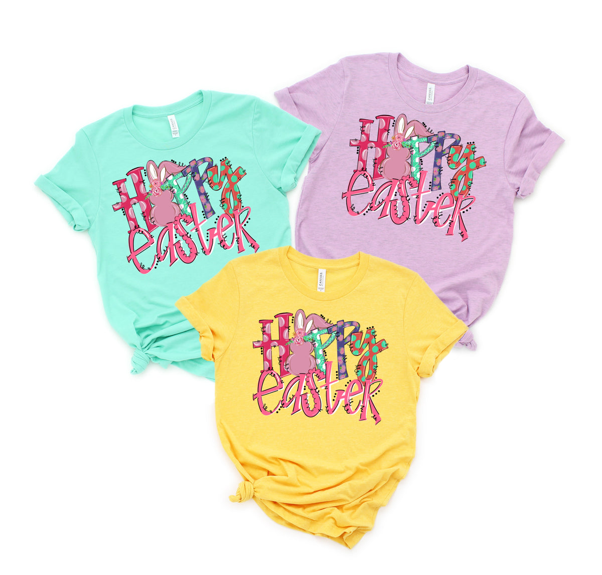 Happy Easter (pink bunny) HIGH HEAT screen print transfer