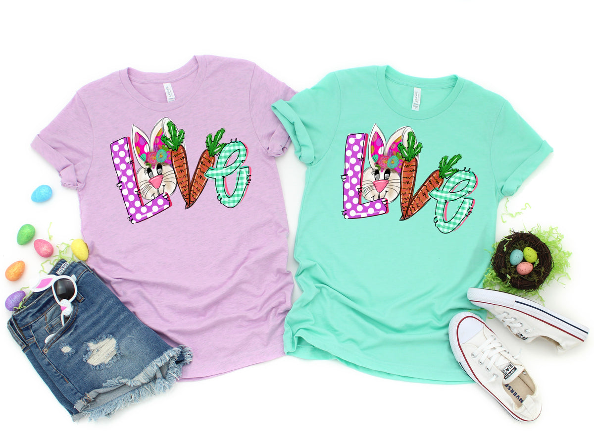 Love (easter bunny and carrots) HIGH HEAT screen print transfer