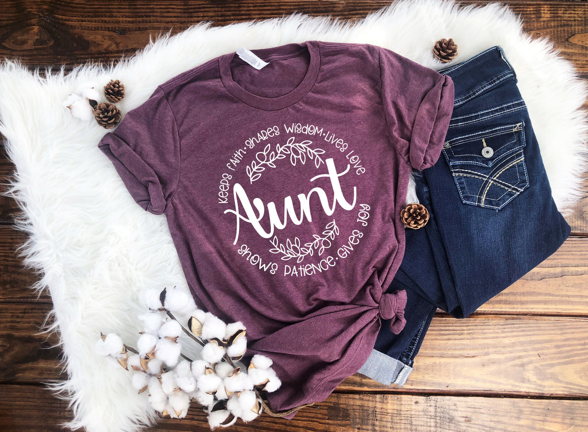 WHITE Aunt (circle) screen print transfer