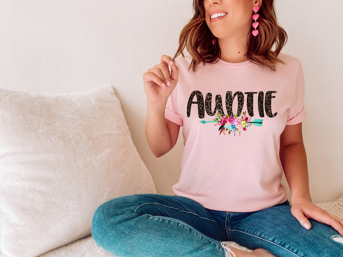 Leopard Auntie with flowers HIGH HEAT screen print transfer