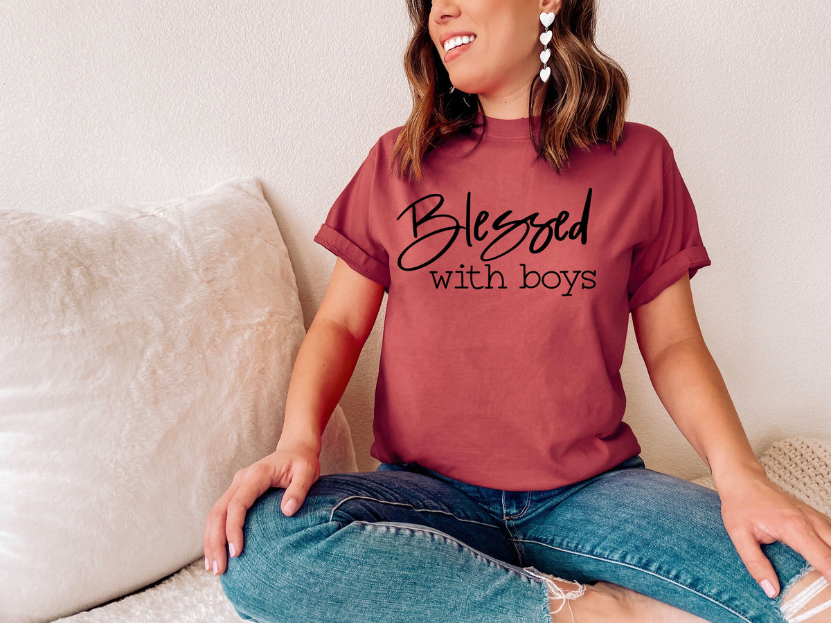 Blessed with boys BLACK screen print transfer