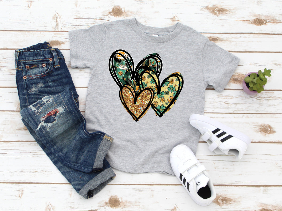 YOUTH St. Patrick's day triple hearts HIGH HEAT screen print transfer