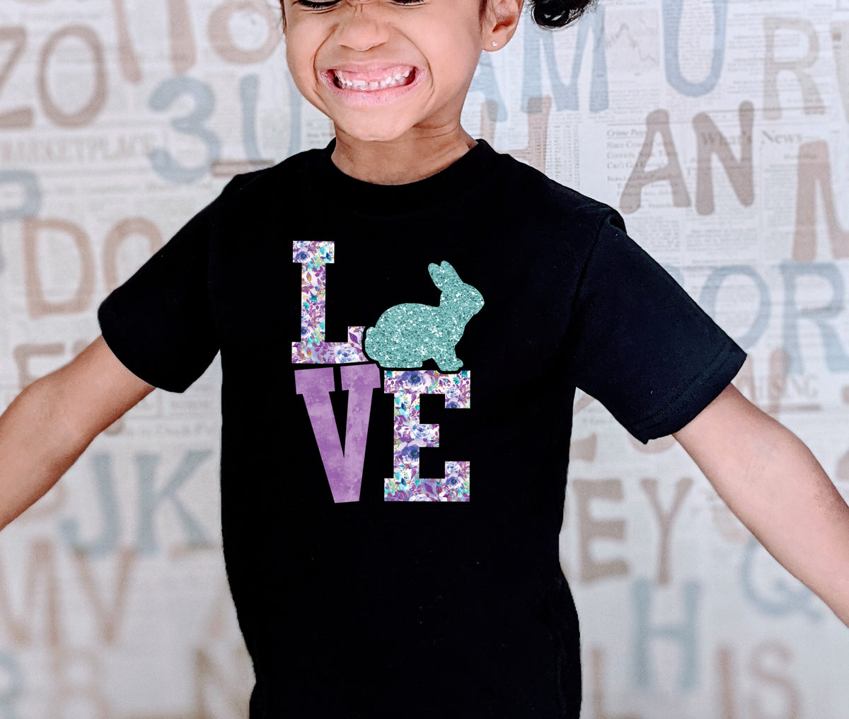 YOUTH LOVE with easter bunny and floral print HIGH HEAT screen print transfer