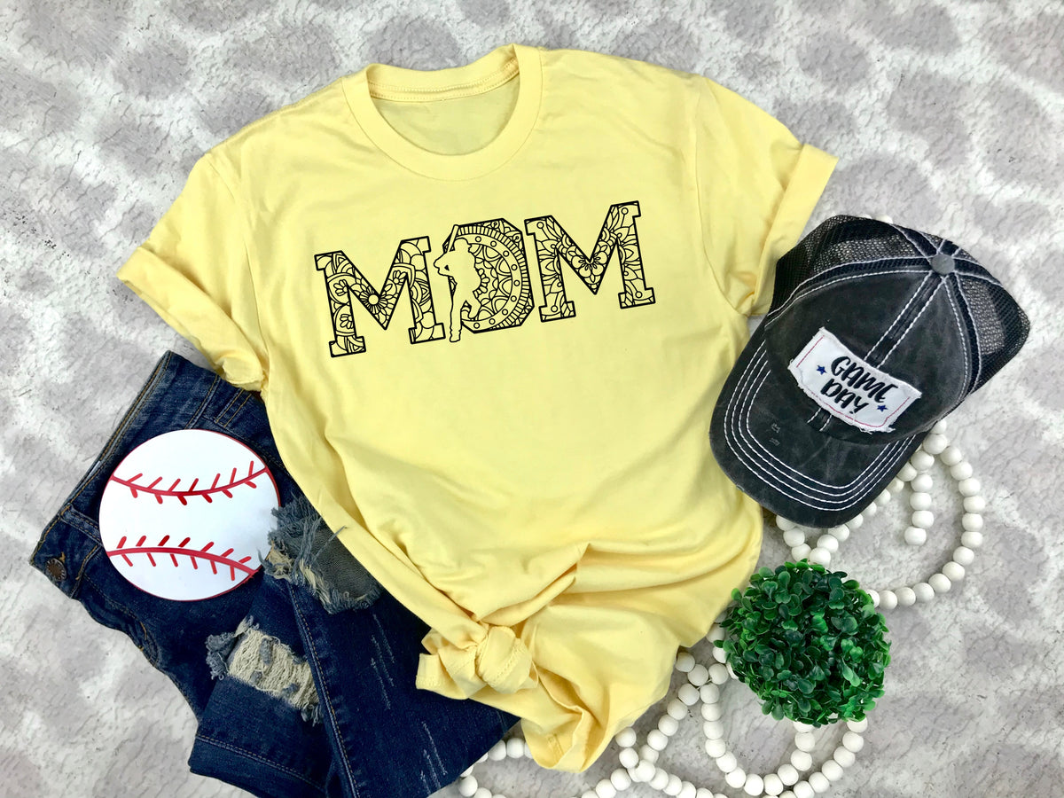 Mom baseball mandala screen print transfer