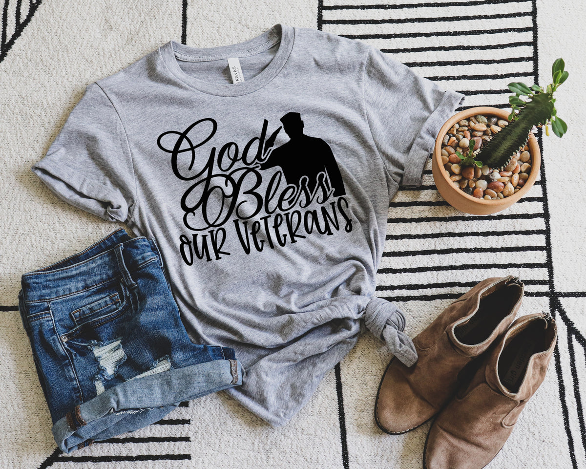 God bless our Veterans BLACK screen print transfer