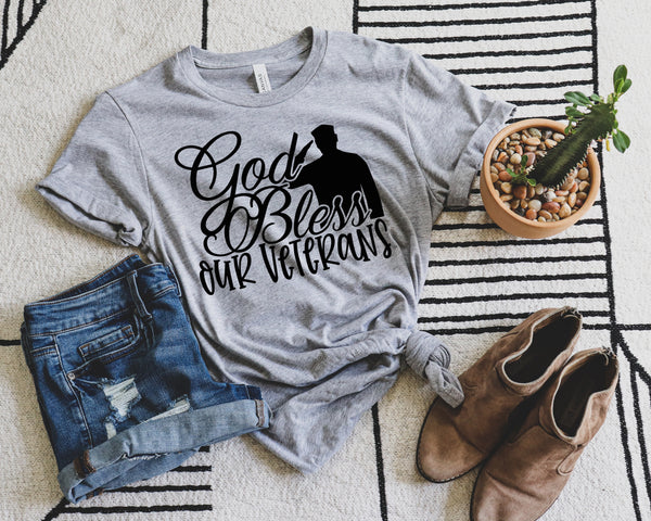 God bless our Veterans BLACK screen print transfer