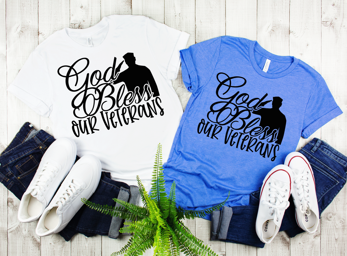 God bless our Veterans BLACK screen print transfer