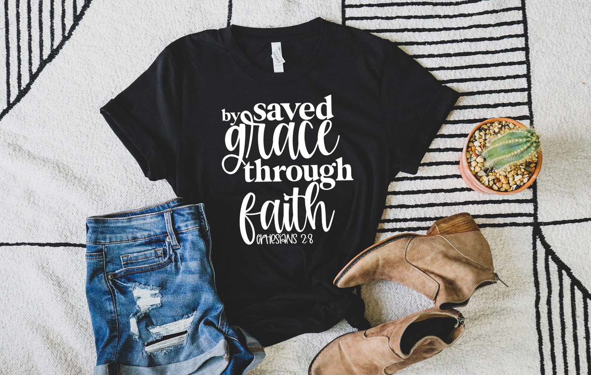 Saved by grace through faith (new) screen print transfer