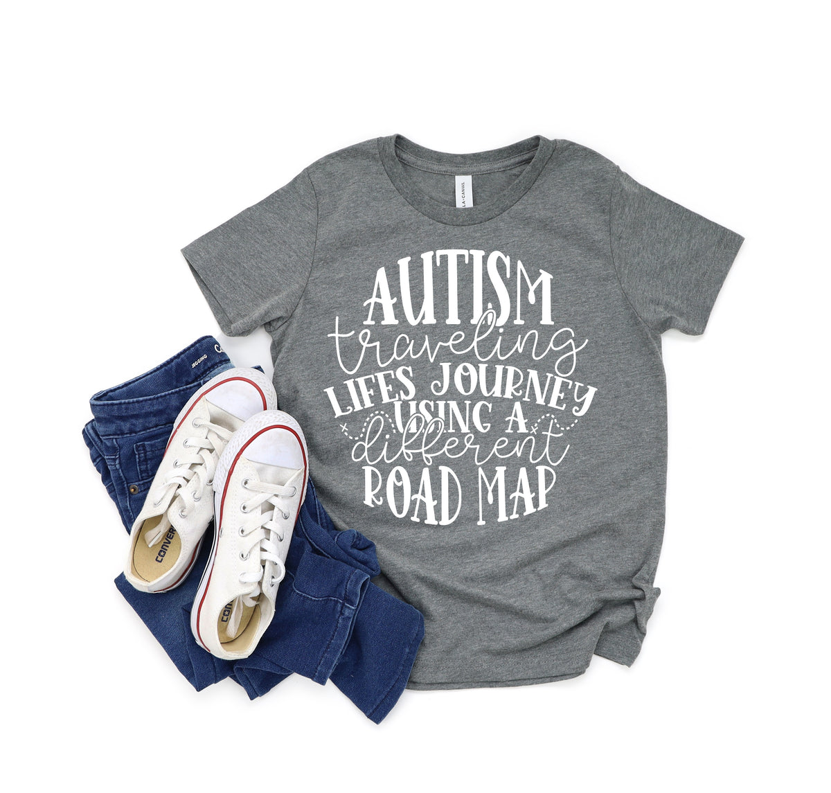 Autism traveling lifes journey using a different road map YOUTH screen print transfer