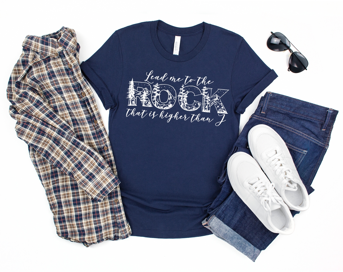 WHITE Lead me to the rock that is higher than I screen print transfer