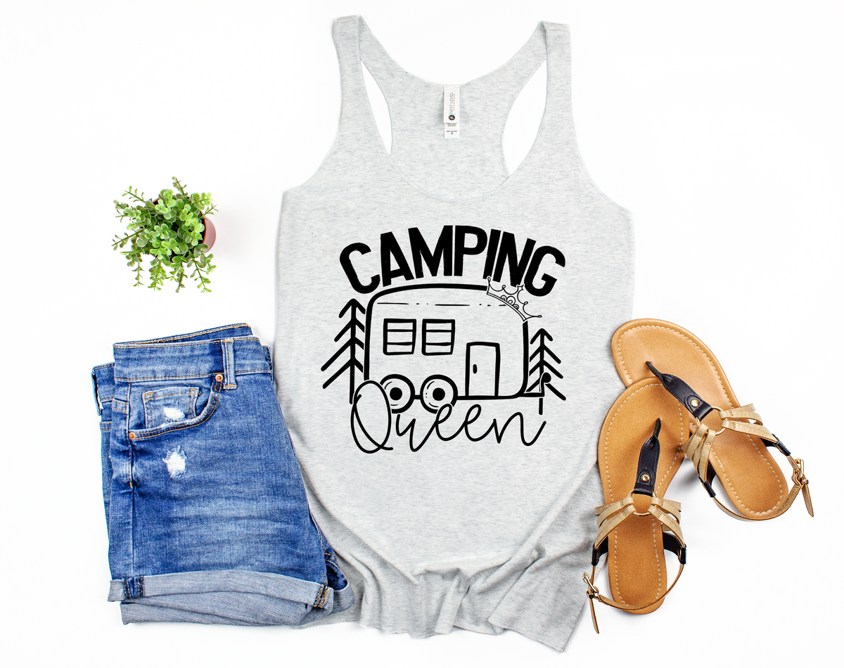 Camping queen screen print transfer