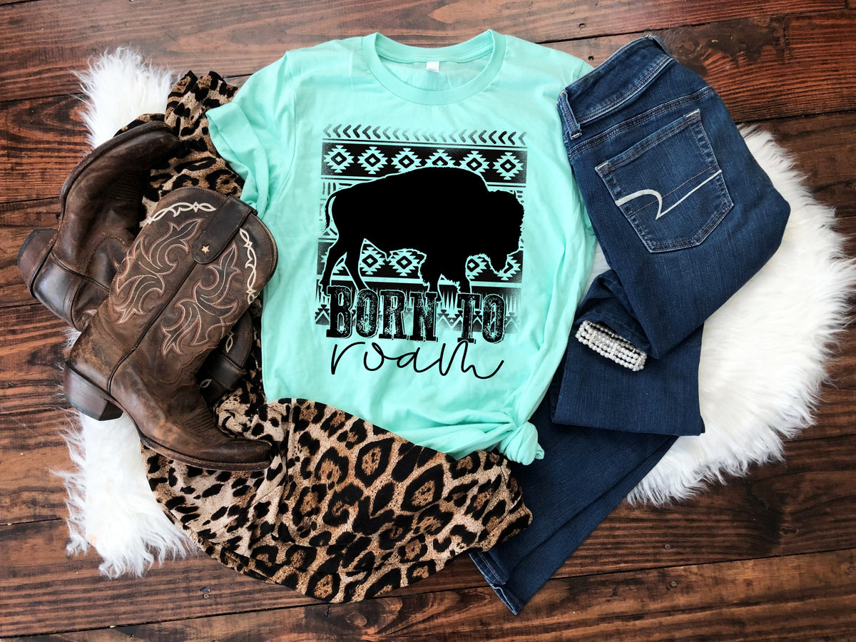 Born to roam (bison) screen print transfer