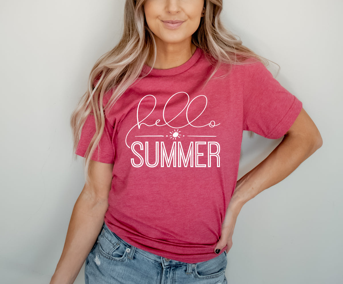 WHITE Hello Summer screen print transfer