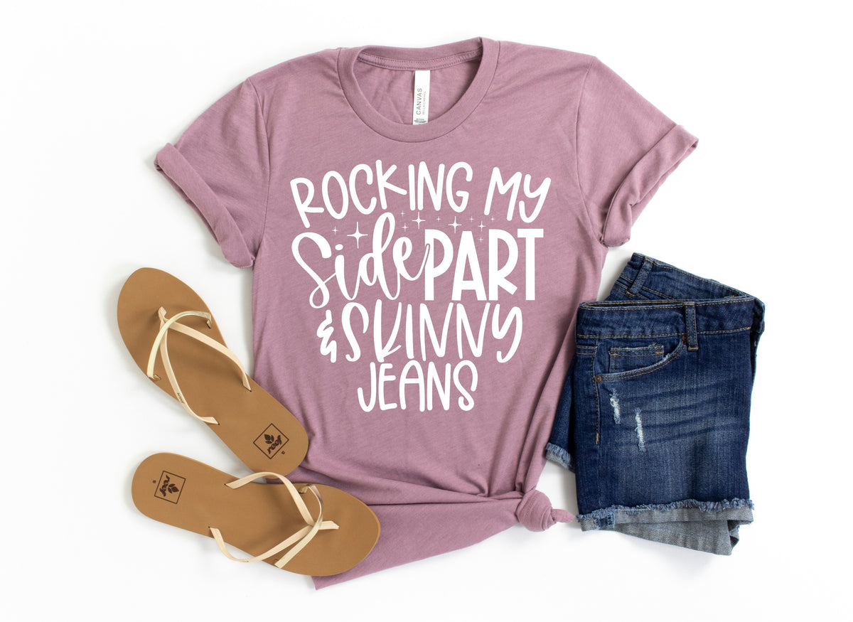 Rocking my side part and skinny jeans screen print transfer