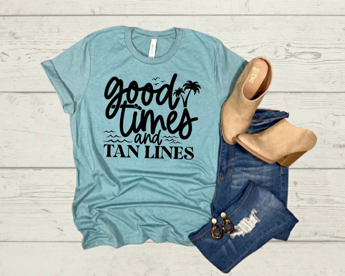 BLACK Good times and tan lines screen print transfer