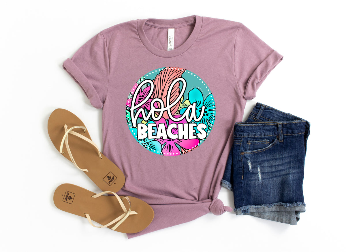 Hola beaches (circle) HIGH HEAT screen print transfer