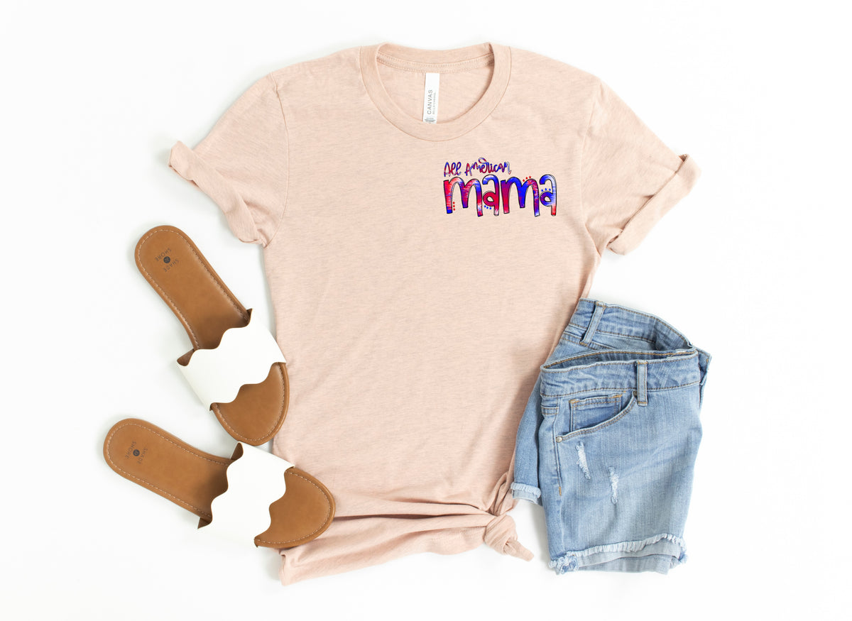 All American mama koozie HIGH HEAT screen print transfer