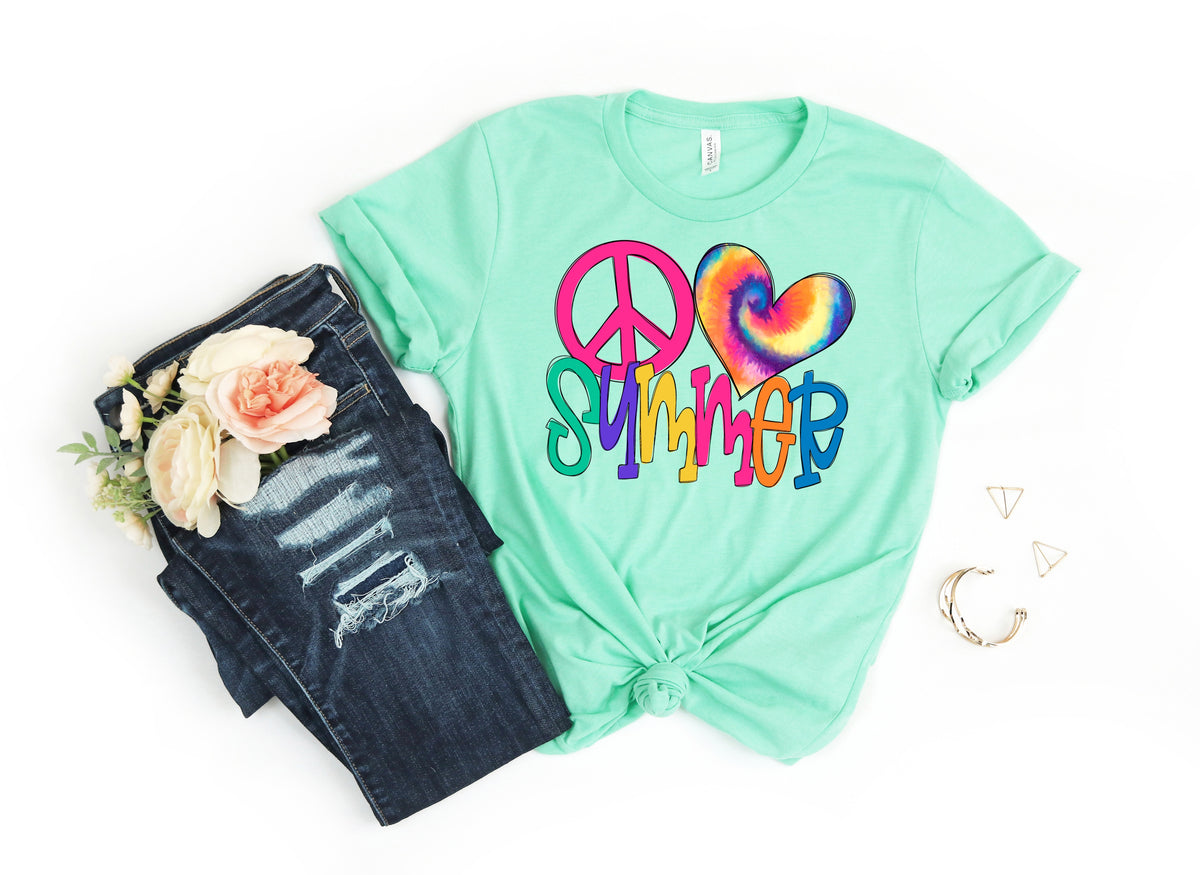 Tie dye peace love summer HIGH HEAT screen print transfer