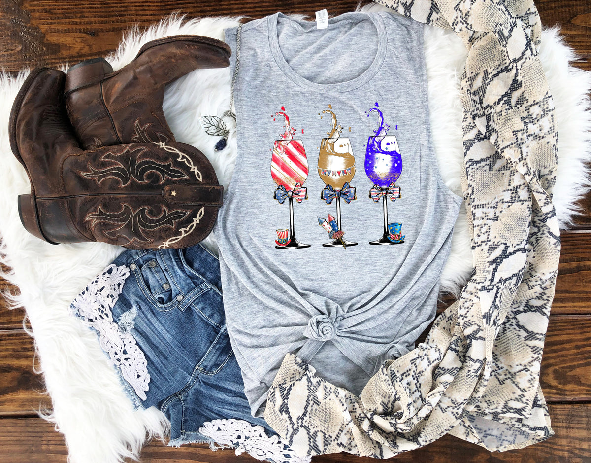 Patriotic wine glasses HIGH HEAT screen print transfer