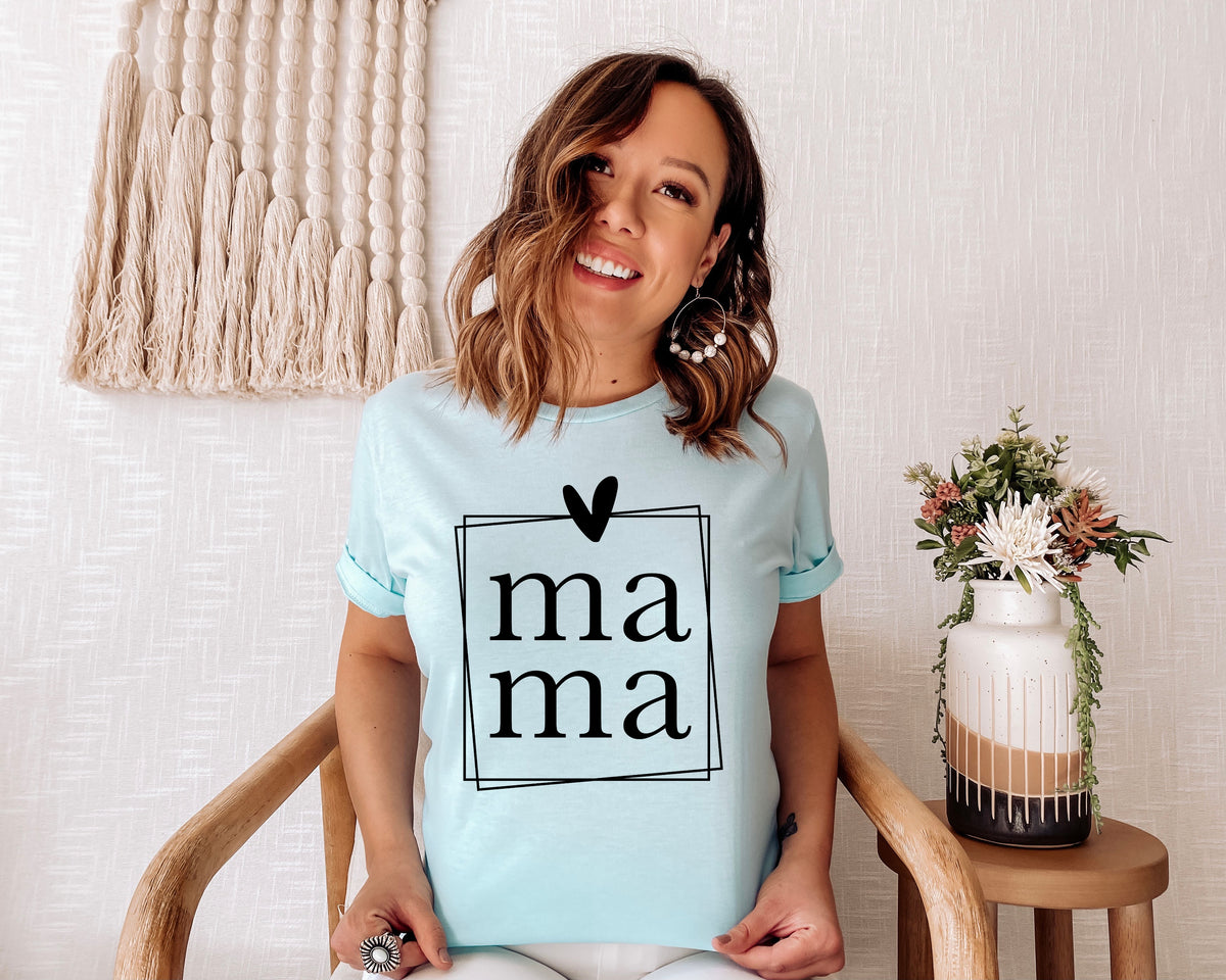 BLACK Mama (square with heart) screen print transfer