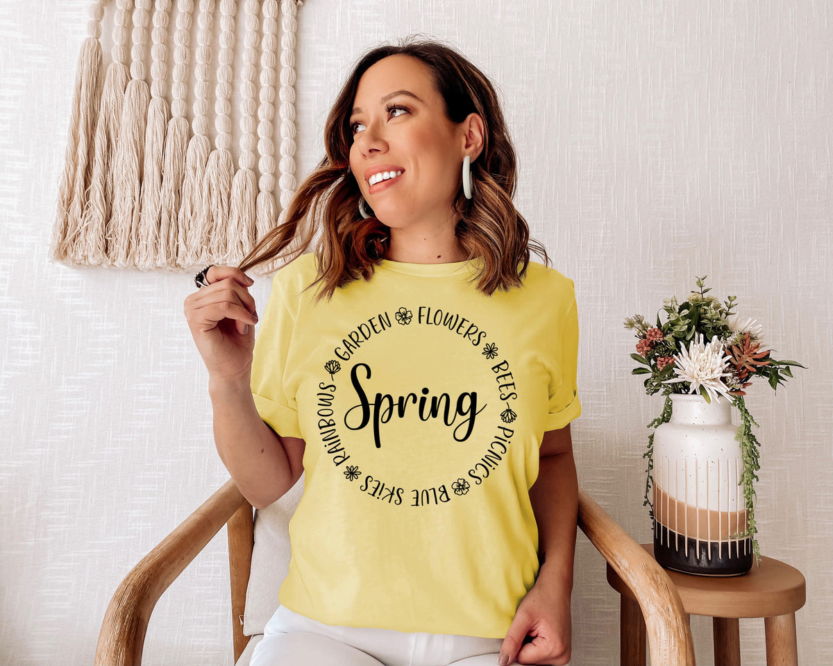 Circle spring screen print transfer