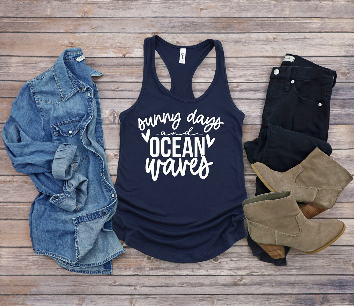 Sunny days and ocean waves screen print transfer