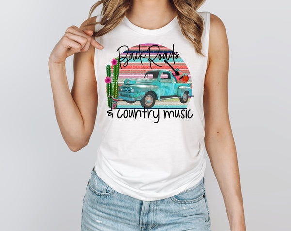 Back roads and country music HIGH HEAT screen print transfer