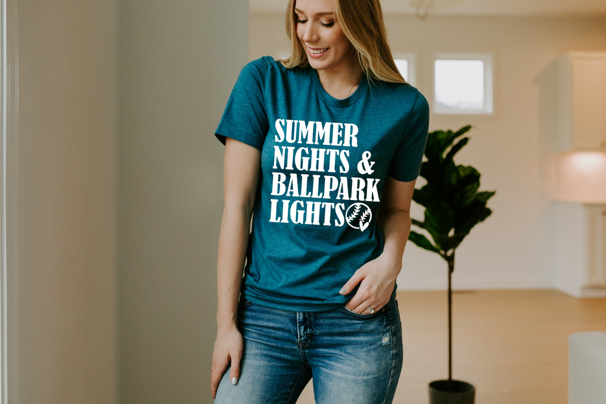 Summer nights & ballpark lights screen print transfer