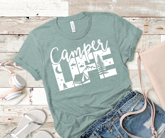 Camper life screen print transfer