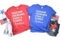 Freedom fireworks stars & stripes America screen print transfer