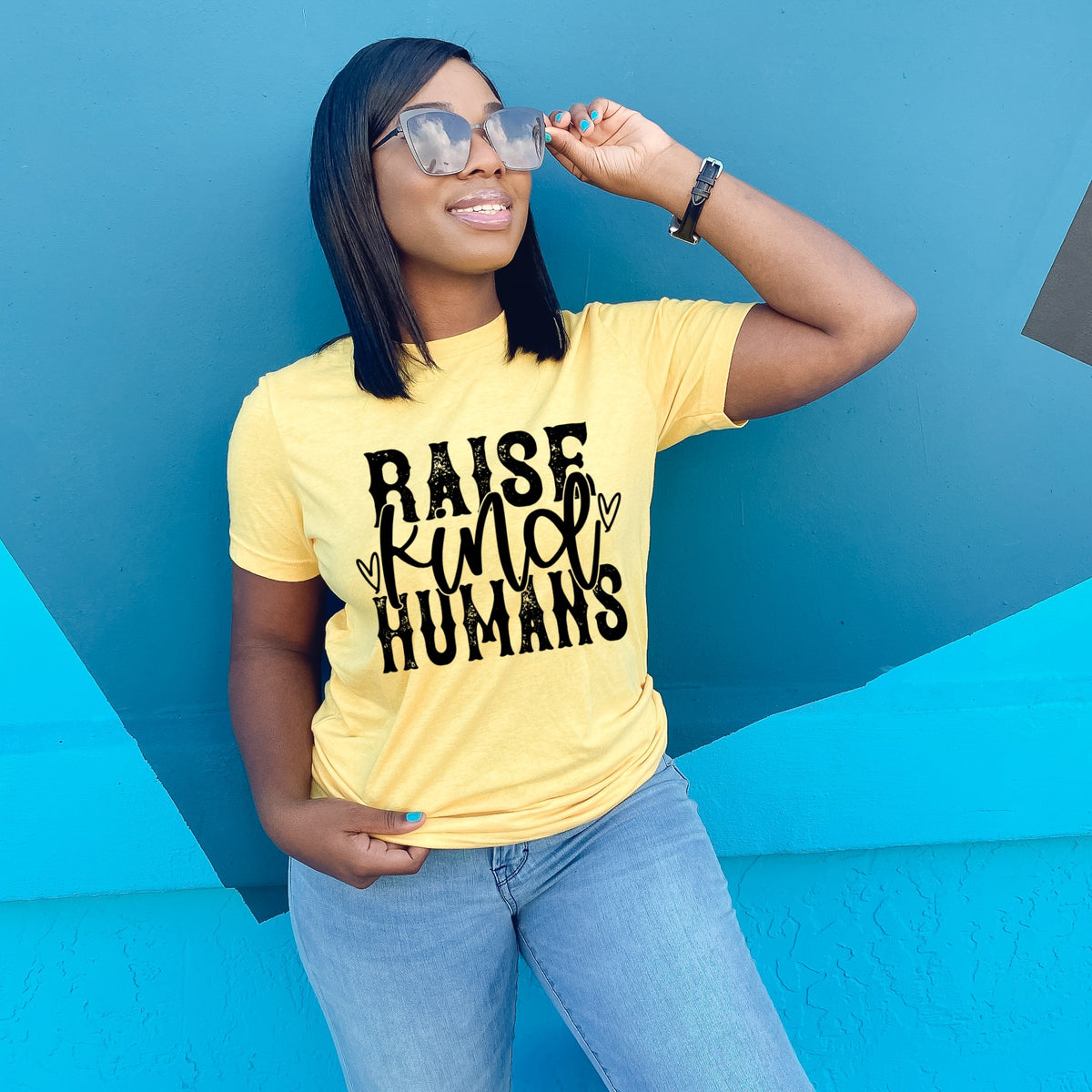 Raise kind humans screen print transfer