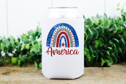 America rainbow koozie HIGH HEAT screen print transfers