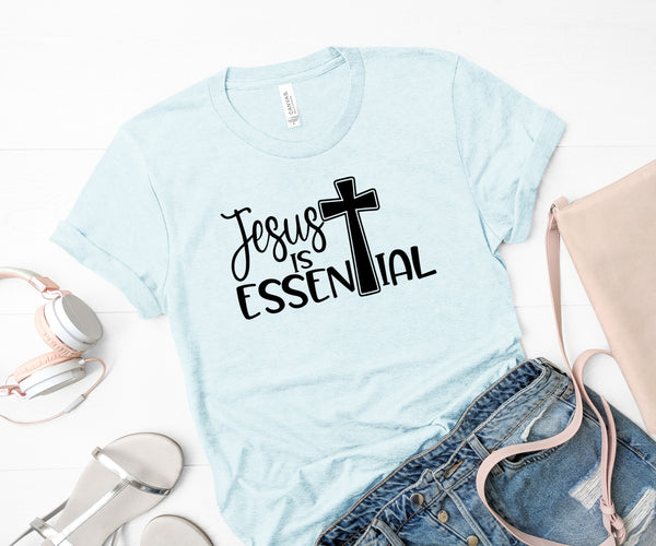 Jesus is essential cross black screen print transfer