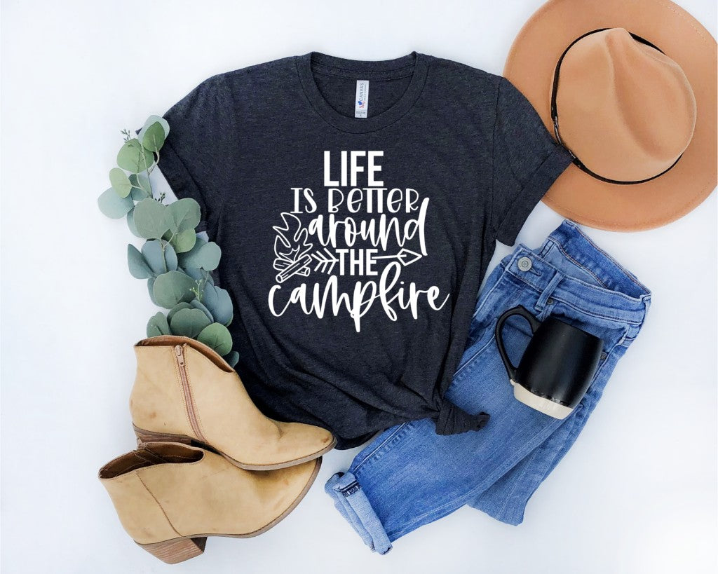 Life is better around the campfire screen print transfer