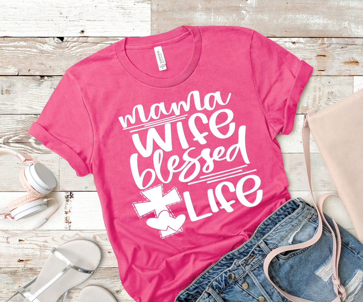 Mama wife blessed life screen print transfer RTS